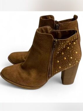 Maurice’s Brown Suede Studded Ankle Boots - Women's Fashion Booties